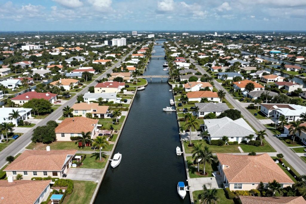 Aerial view of Cape Coral residential neighborhoods served by CX Pest Solutions