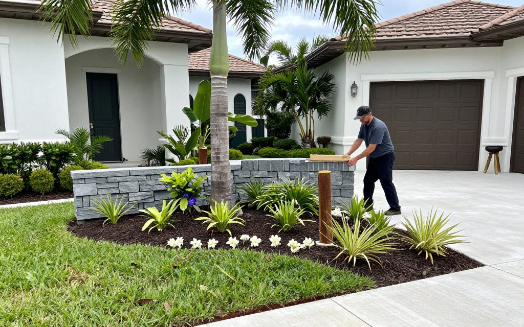 Beautiful landscape design installation in Cape Coral property