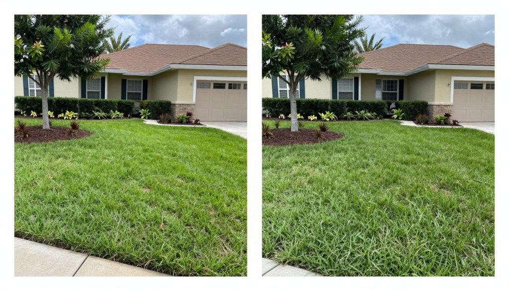 Beautiful transformed Cape Coral lawn showcasing professional lawn care results