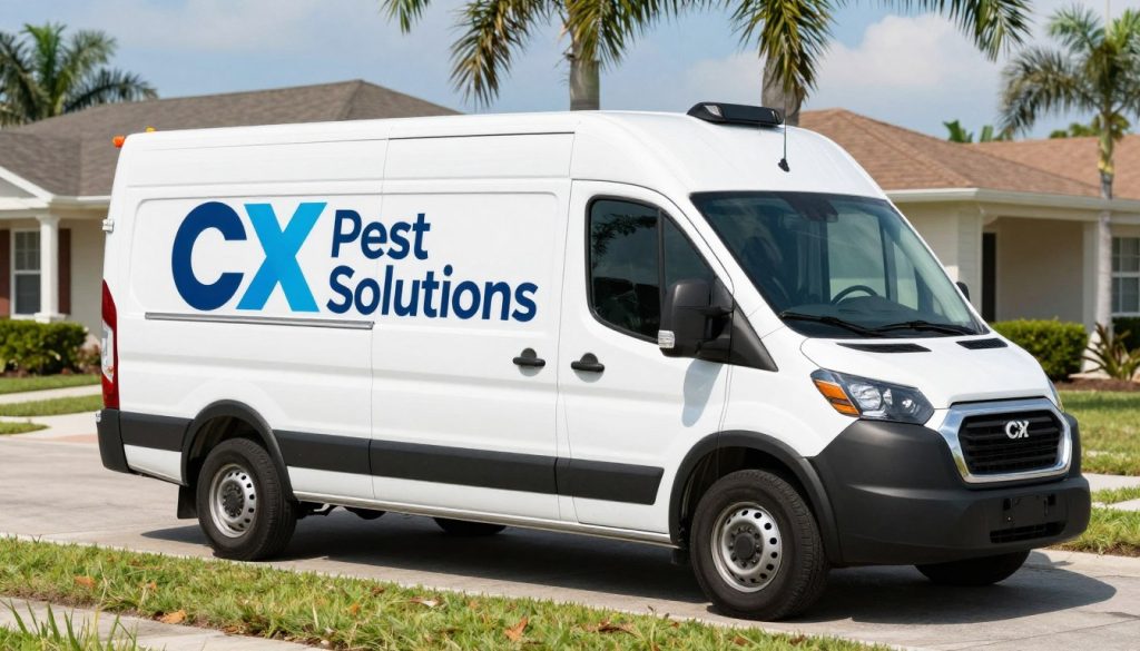CX Pest Solutions service vehicle in Cape Coral neighborhood