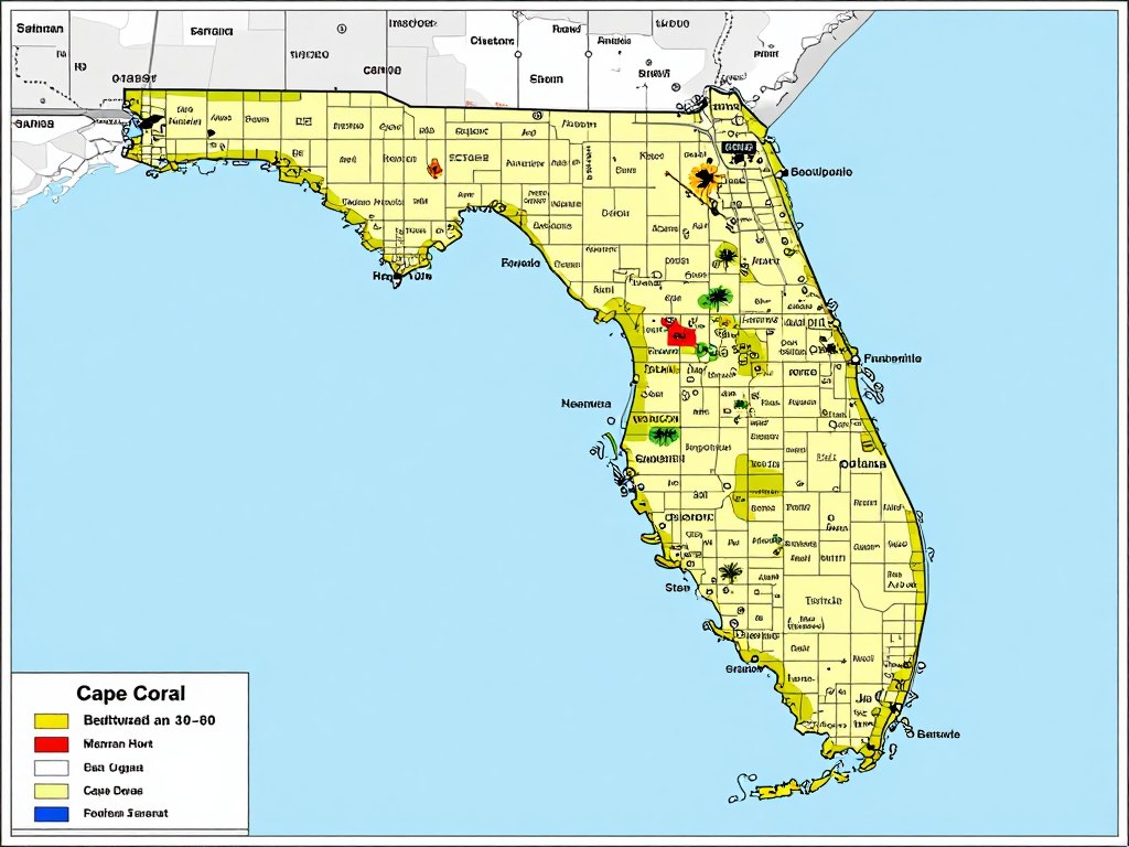 Cape Coral map showing service areas and neighborhoods