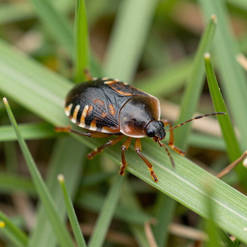 Close-up of chinch bug lawn pest damaging Cape Coral grass