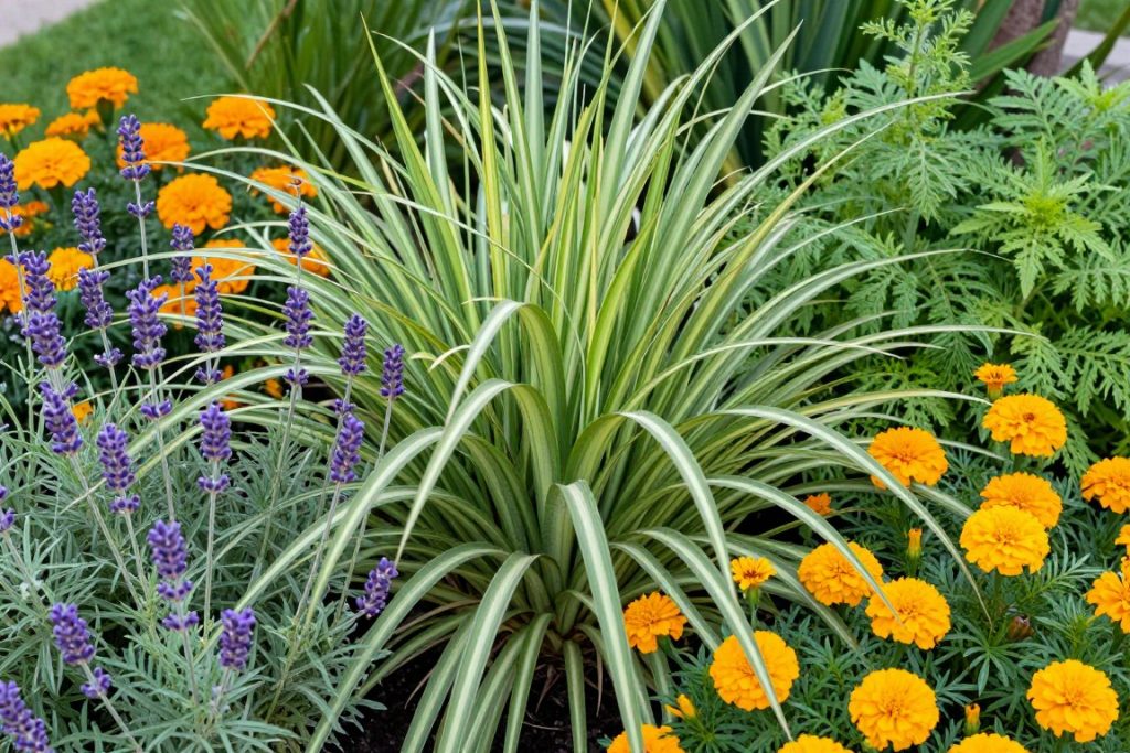 Close-up of mosquito-repelling plants including citronella and lavender Close-up of mosquito-repelling plants including citronella and lavender
