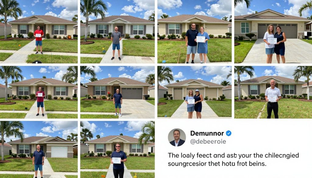 Collection of happy Cape Coral customers with their healthy lawns