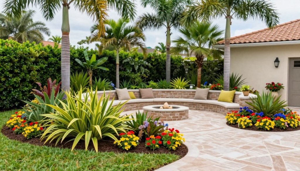 Completed professional landscape design in Cape Coral showcasing tropical plants