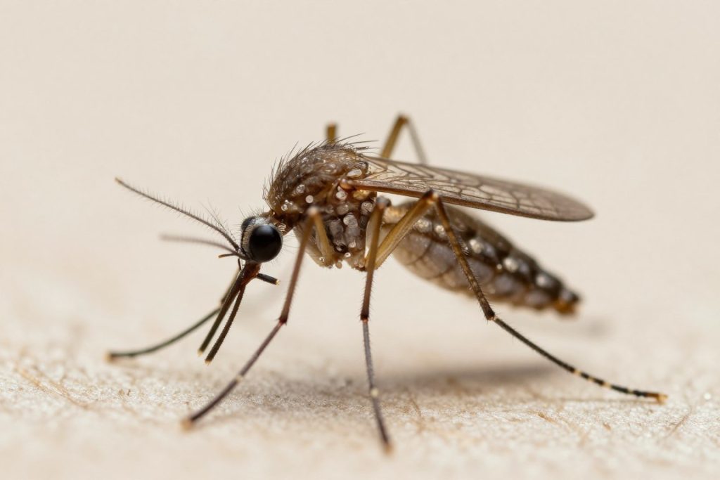 Detailed macro photograph of mosquito showing anatomy and features Detailed macro photograph of mosquito showing anatomy and features