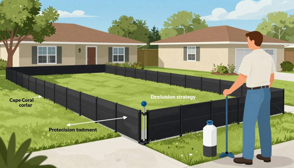 Diagram showing perimeter pest barrier protection around Cape Coral property