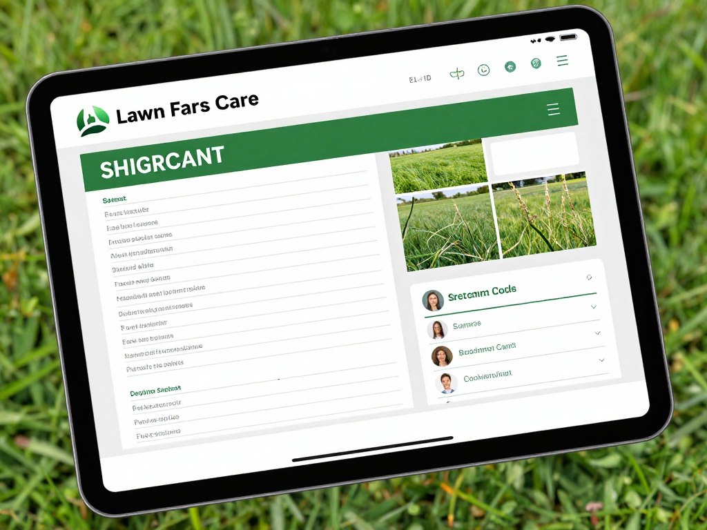 Digital lawn care service report on tablet showing treatment details