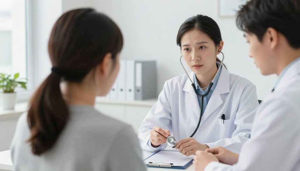 Doctor examining patient for mosquito-borne illness symptoms Doctor examining patient for mosquito-borne illness symptoms