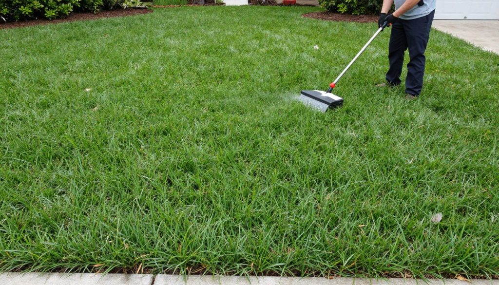 Healthy fertilized lawn showing deep green color in Cape Coral