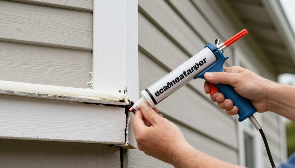 Homeowner sealing gaps and cracks to prevent rodent entry in Cape Coral home