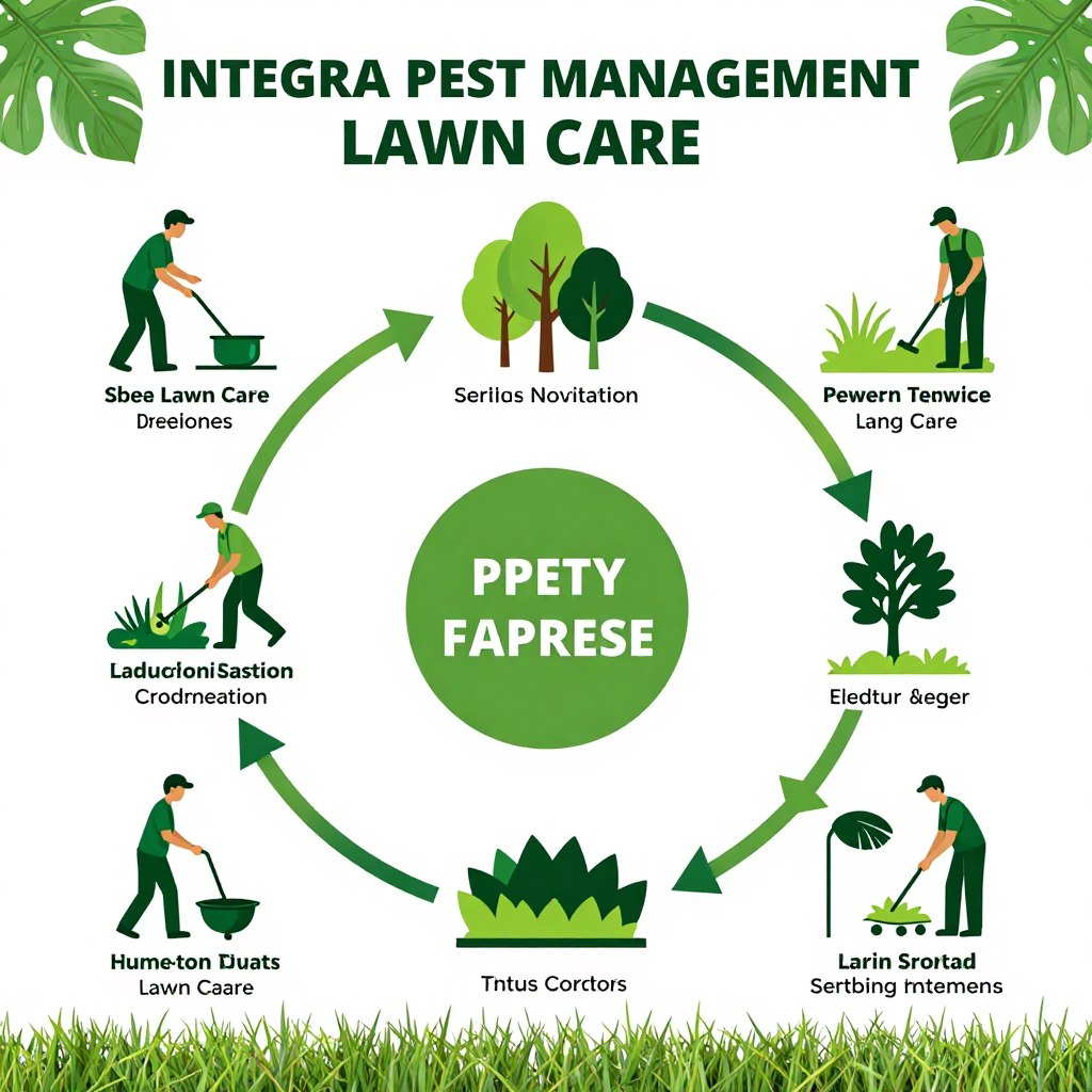 Integrated pest and lawn care treatment approach diagram
