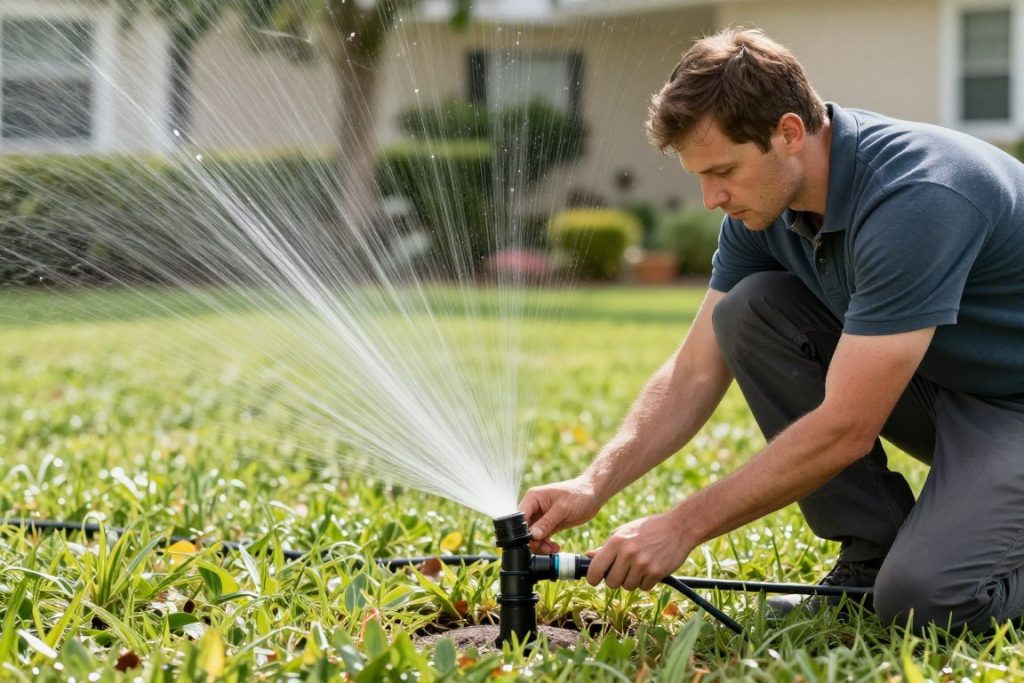Irrigation system inspection and repair in Cape Coral yard